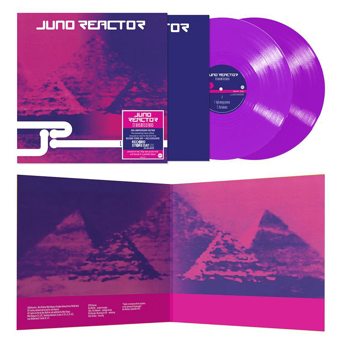 JUNO REACTOR 8211 Transmissions 8211 30th Anniversary Edition 8211 2LP 8211 Gatefold Neon Violet Vinyl RSD23