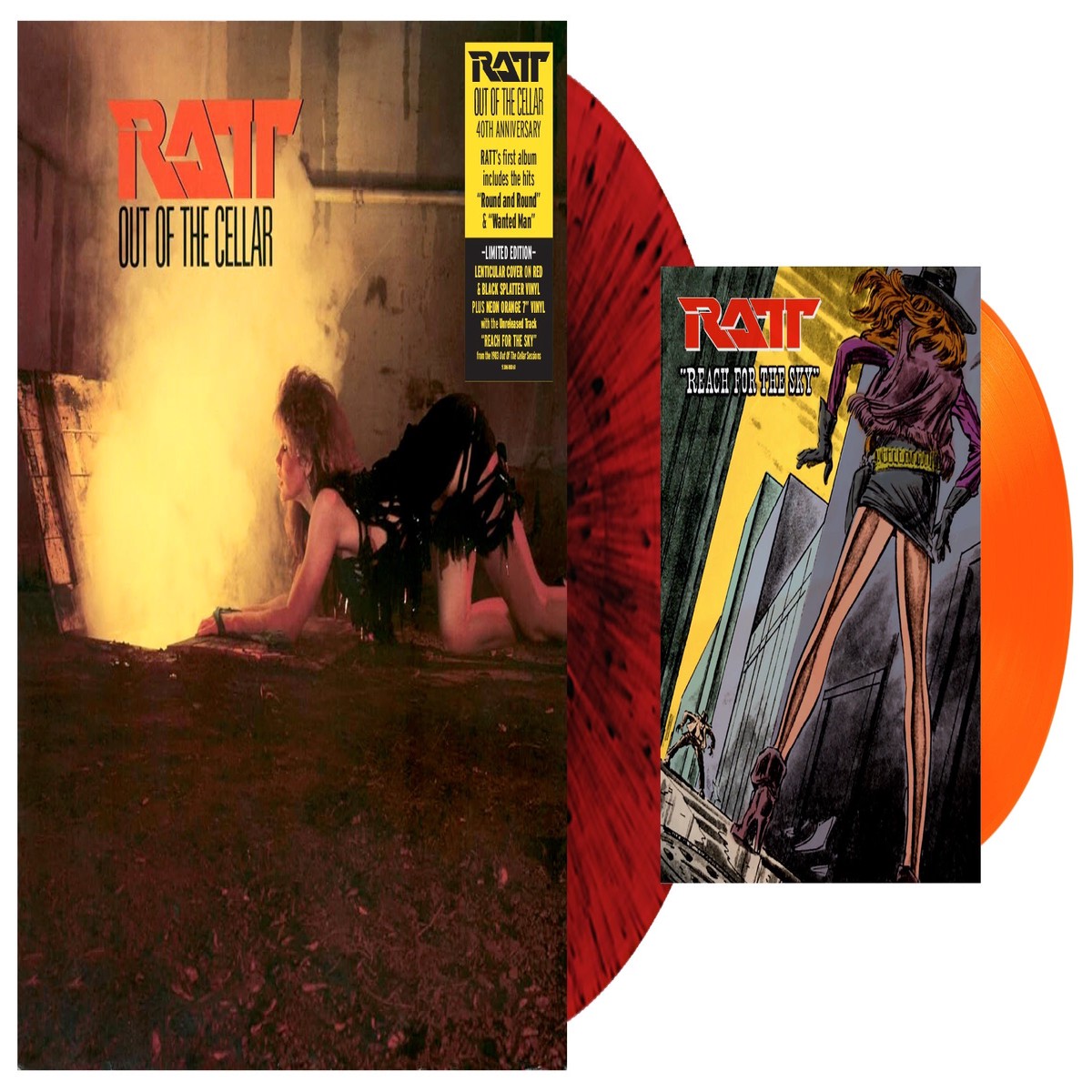 [DAMAGED] Ratt - Out Of The Cellar (40th Anniversary) [Red/Black Splatter Vinyl w/ Neon Orange 7"]