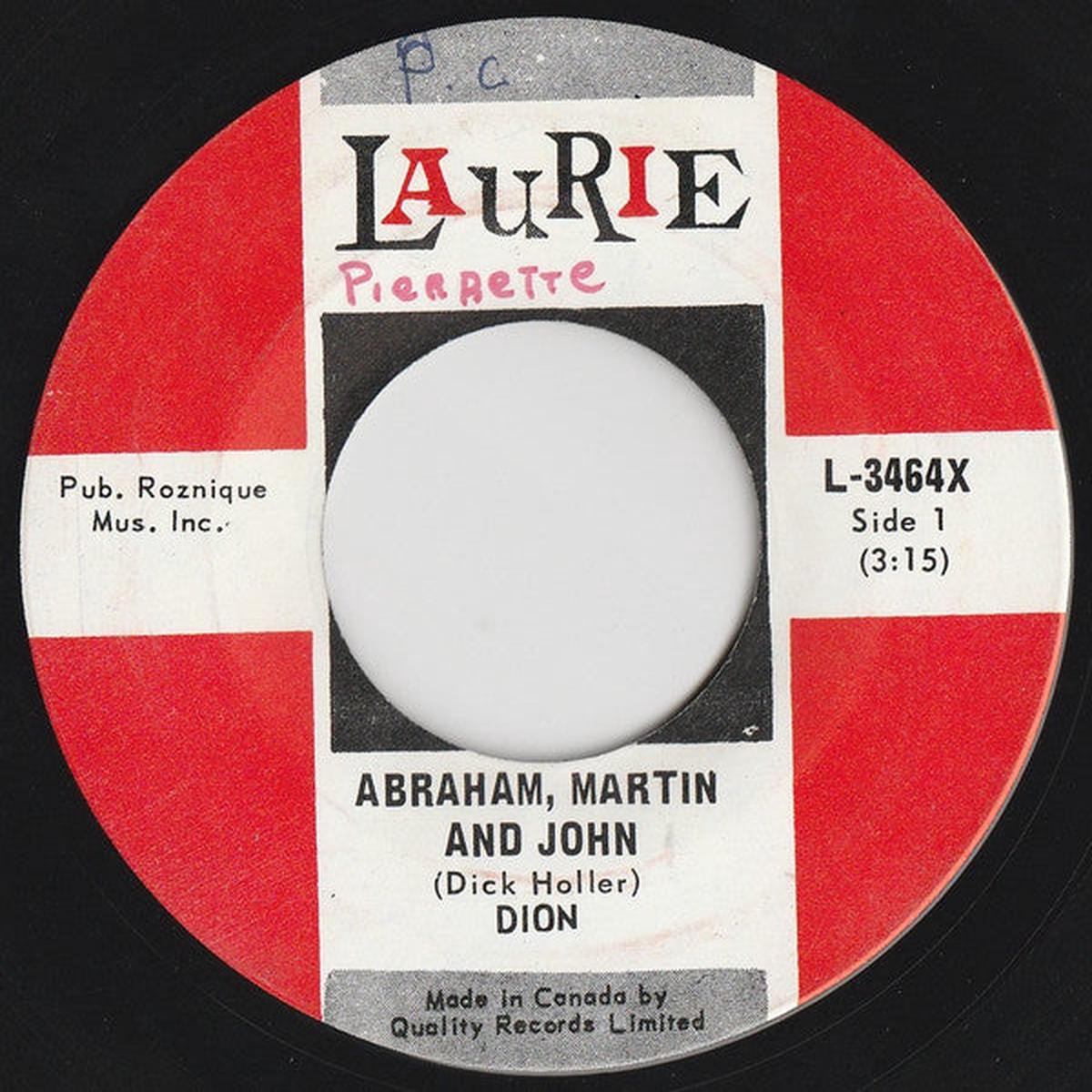 Dion - Abraham, Martin And John (7", Single) (Very Good (VG))