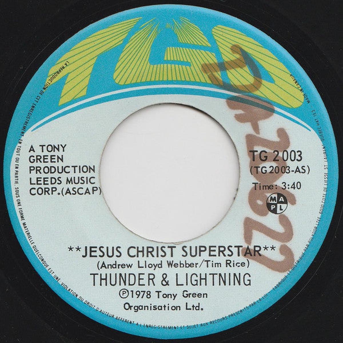Thunder & Lightning - Jesus Christ Superstar (7") (Near Mint (NM or M-))