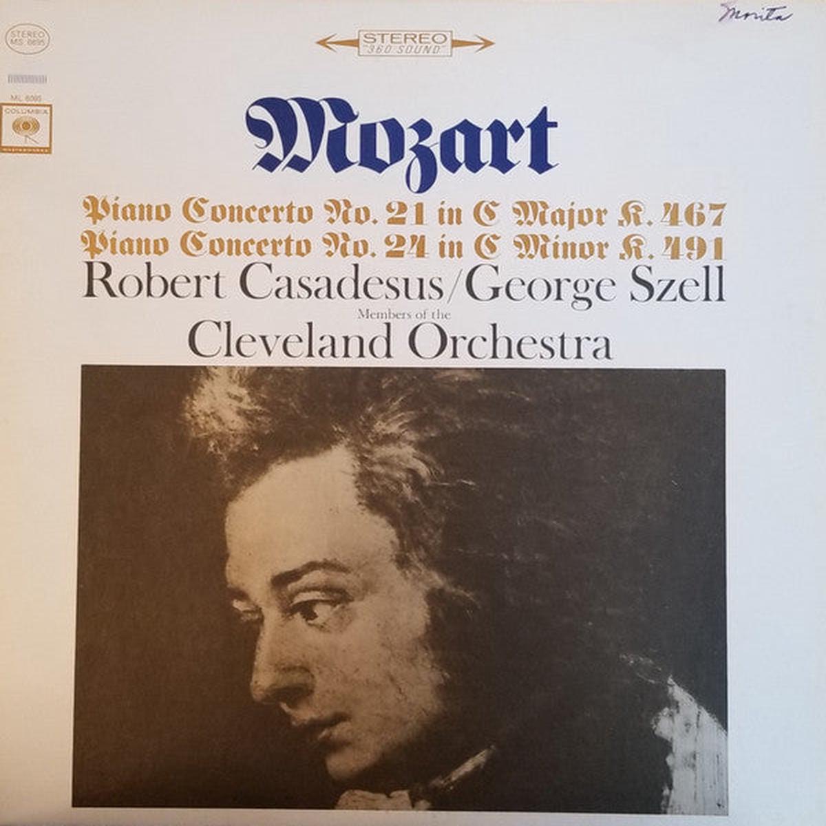 Wolfgang Amadeus Mozart Robert Casadesus / George Szell, The Cleveland Orchestra - Piano Concerto No. 21 In C Major K.467 / Piano Concerto No. 24 In C Minor K.491 (LP) (Very Good (VG))