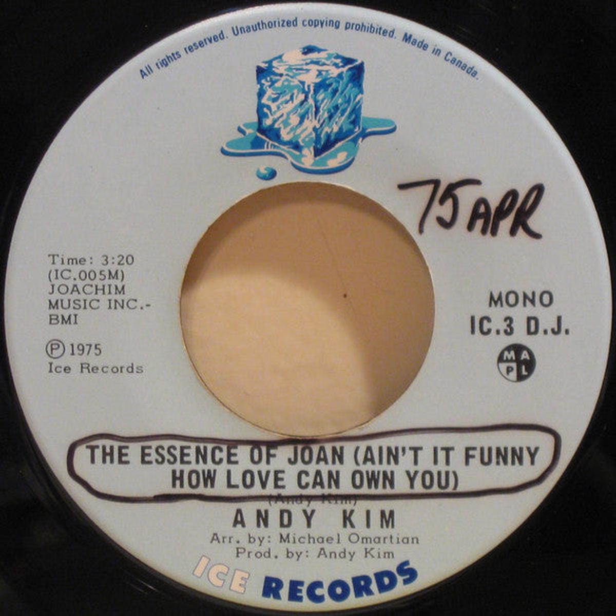 Andy Kim - The Essence Of Joan (Ain't It Funny How Love Can Own You) (7", Single, Mono, Promo) (Very Good (VG))