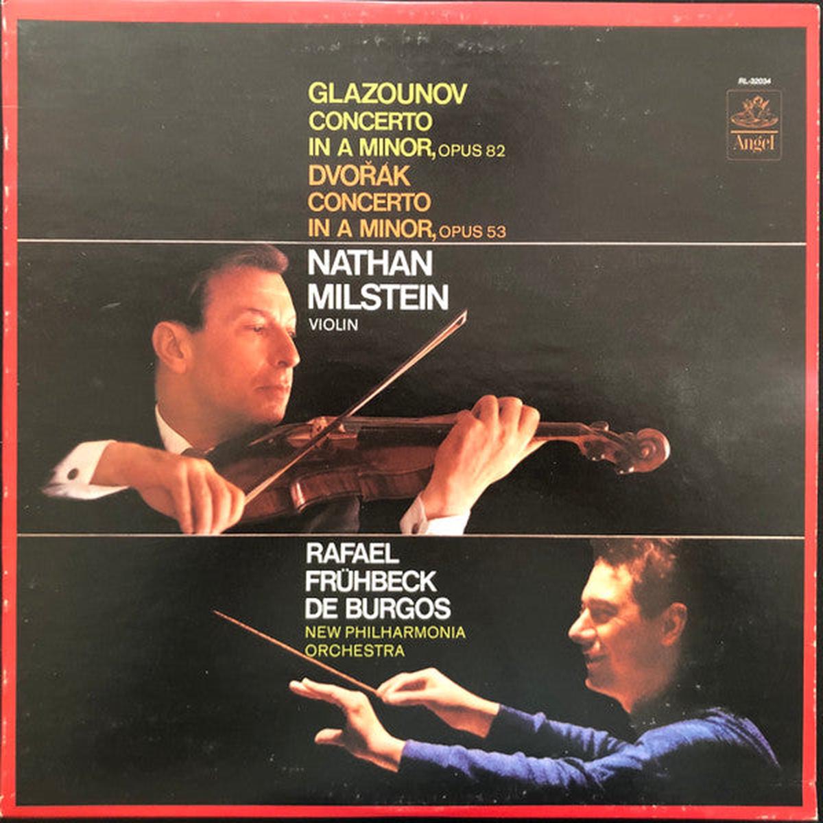 Alexander Glazunov / Antonn Dvok - Nathan Milstein - Rafael Frhbeck De Burgos, New Philharmonia Orchestra - Concerto in A Minor, Opus 82 / Concerto in A Minor, Opus 53 (LP, RE, RM) (Very Goo