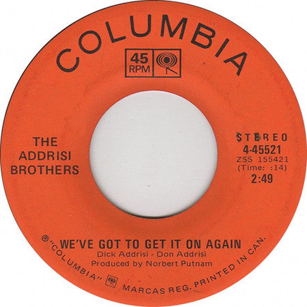 Addrisi Brothers - We've Got To Get It On Again (7") (Very Good (VG))