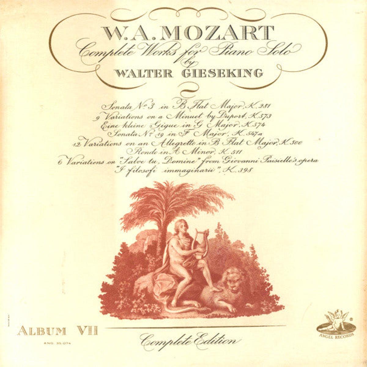 Wolfgang Amadeus Mozart - Walter Gieseking - Complete Works For Piano Solo Album VII (LP, Album) (Very Good (VG))